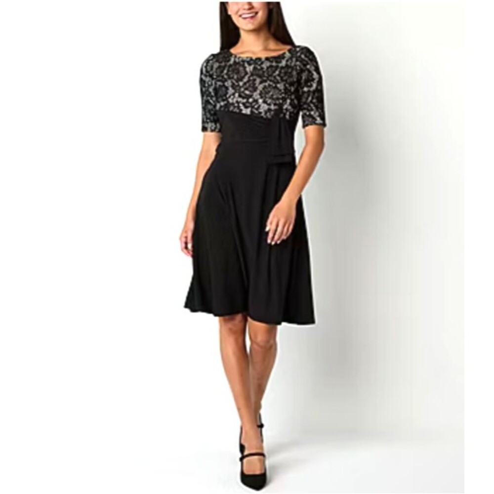 Perceptions Black and Lace Midi Dress